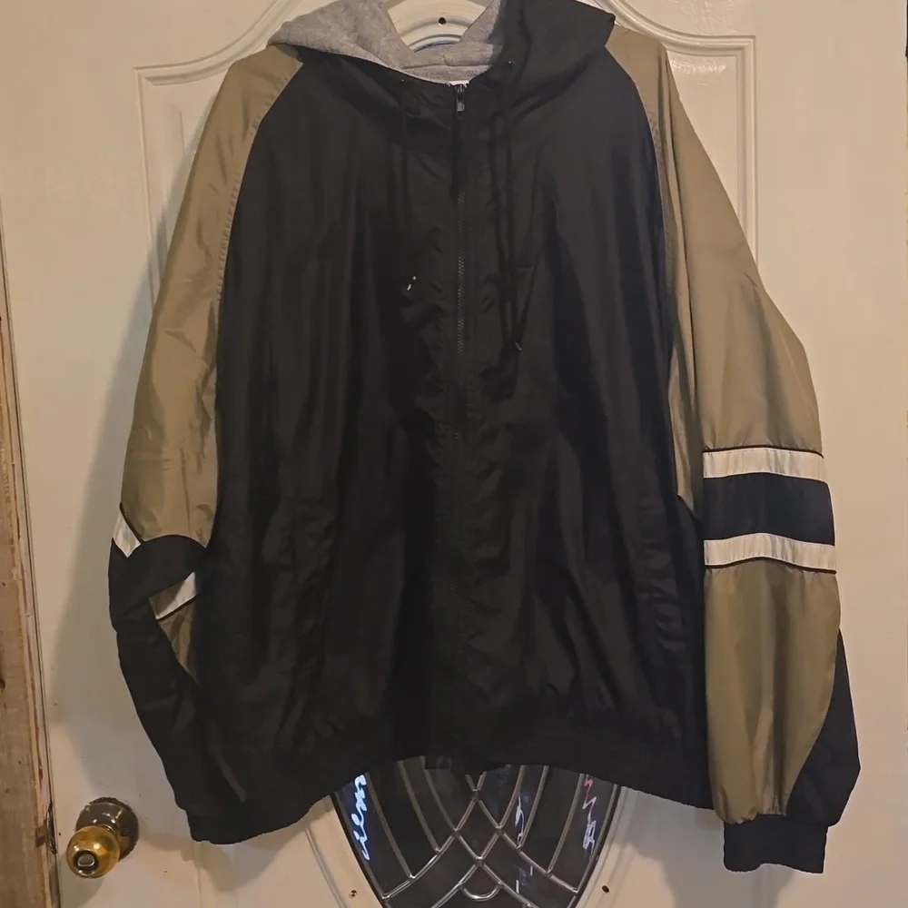 Athletic Works Blue and Tan Windbreaker Jacket Casual Zip-Up